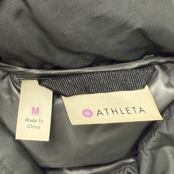 Athleta Puffer Vest So Down Asymmertrical Black Medium Down Feathers Full-Zip - Picture 5 of 14